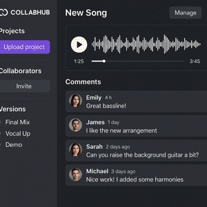 CollabHub's user interface features a simple layout for collaboration